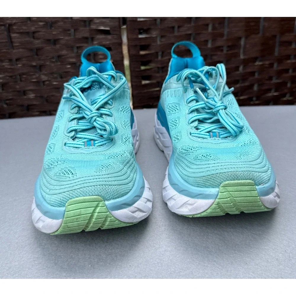 Hoka One One Bondi 6 Running Shoes Women 6.5 Aqua Blue Max Cushion Comfy All Day